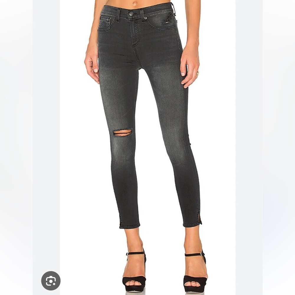 NWT Rag & Bone 10in Capri with Slit Distressed Faded Skinny Jeans Size 31